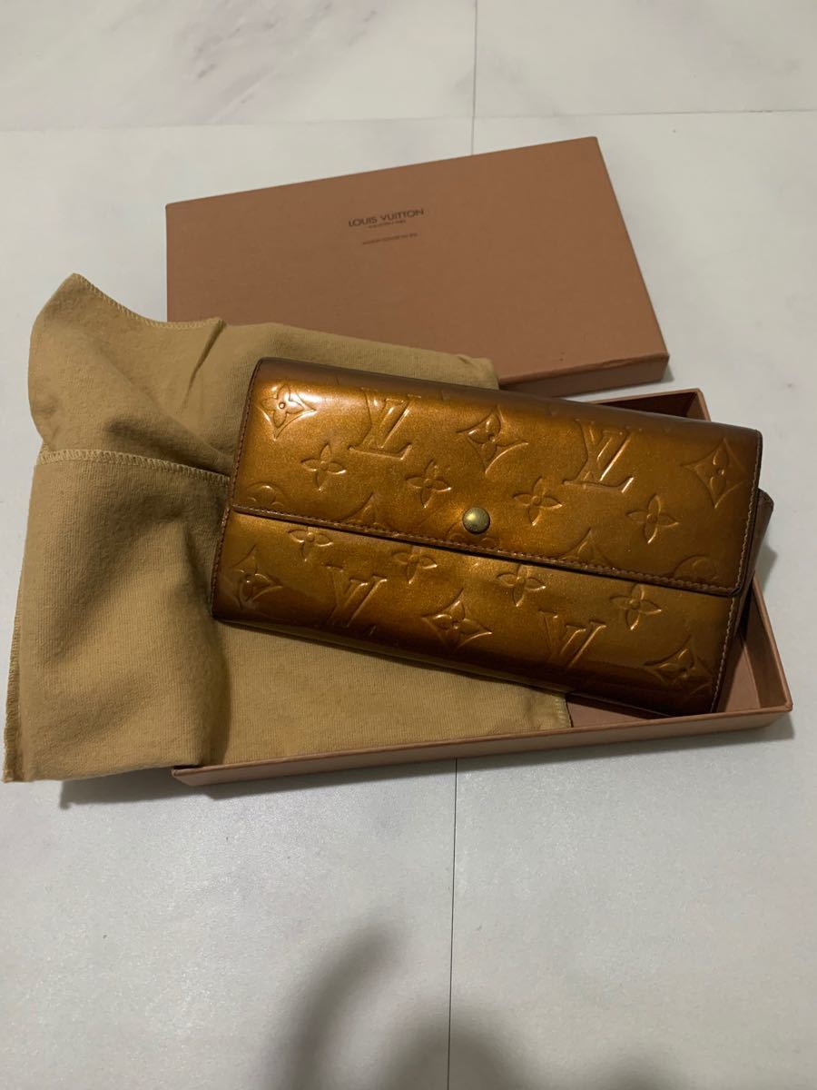 LOUIS VUITTON 長財布 ルイヴィトン モノグラム　ヴェルニ　ブロンズ