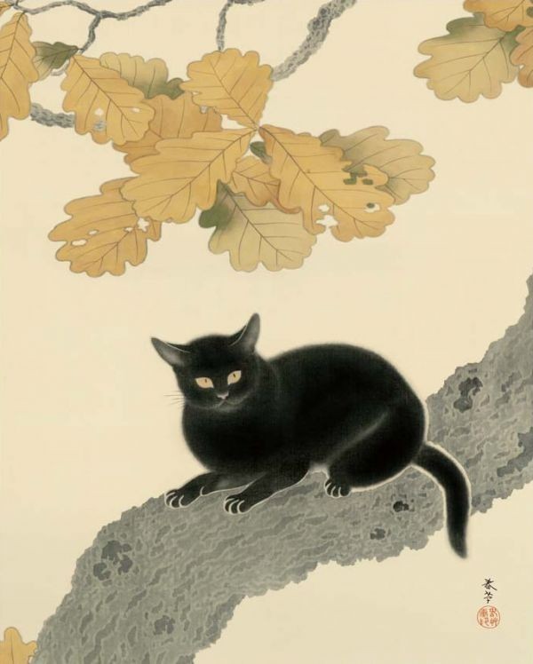 菱田春草『黒き猫』F4号 高精細巧芸画 新品 絵画 インテリア 菱田春草『黒き猫』F4号 高精細巧芸画 新品 絵画 インテリア