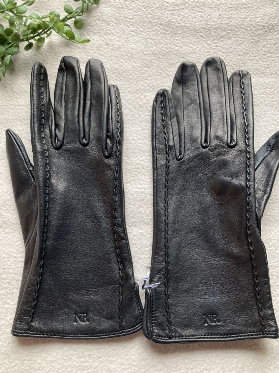* new goods * NINA RICCI Nina Ricci ram leather smartphone correspondence gloves lady's size 20 centimeter black 