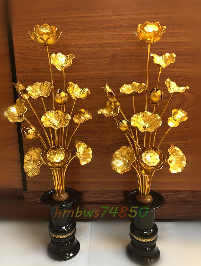 寺院用仏具 常花 左右1対 花びん付き 蓮花 仏花 法要 枯れない 仏壇