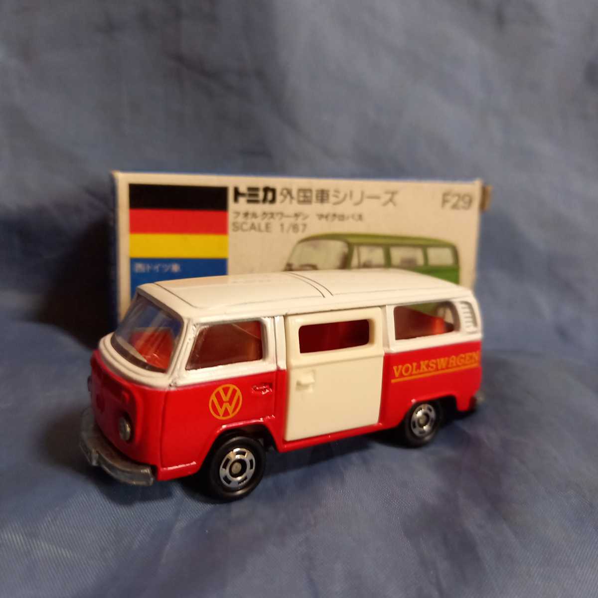 セットアップ トミカ　フォルクスワーゲン　マイクロバス　F29 青　日本製　絶版　赤白 乗用車