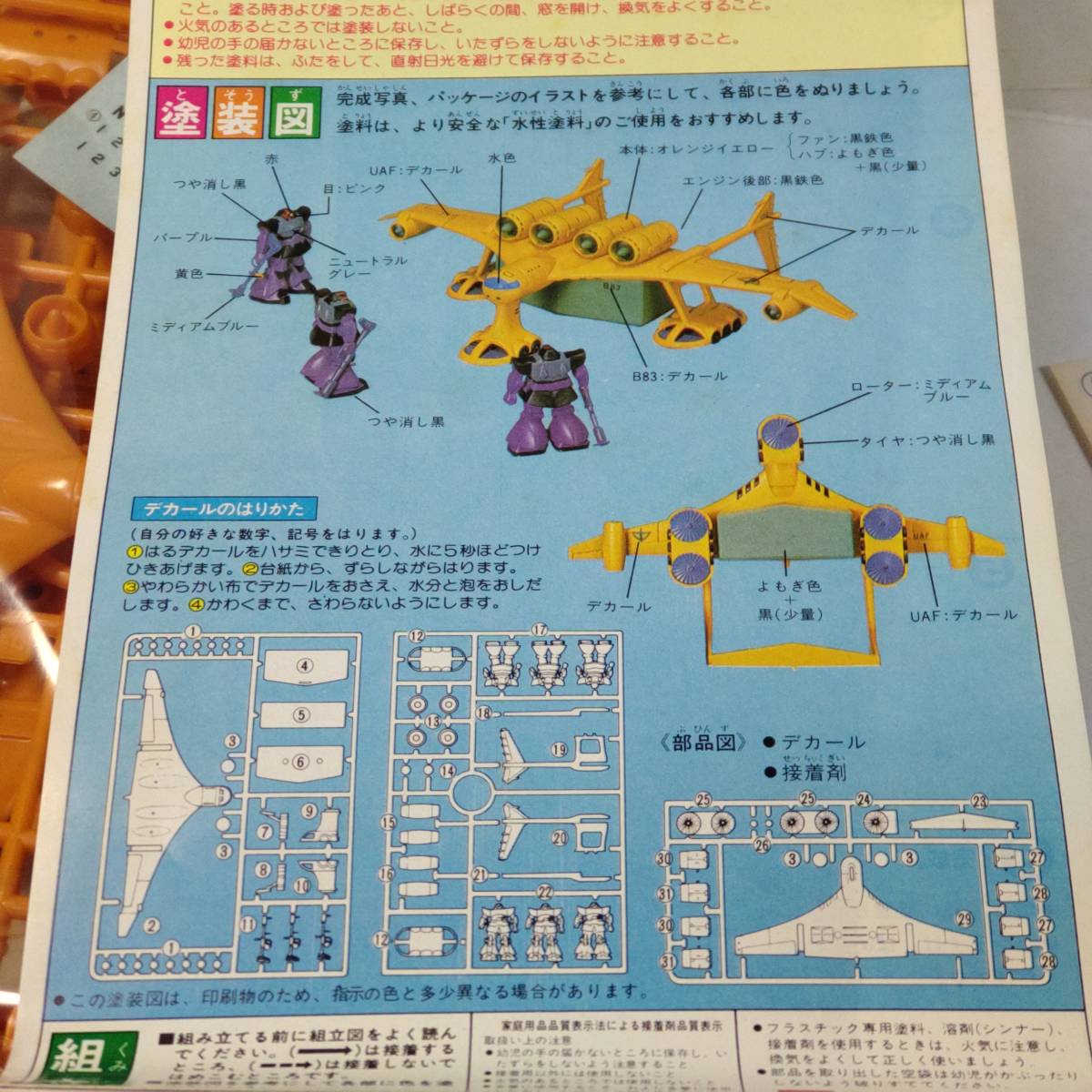 1/550 地球連邦軍輸送機 ミデア 機動戦士ガンダム 旧キット 1983年5月製造分 バンダイ 中古未組立プラモデル レア 絶版 箱傷み_画像10