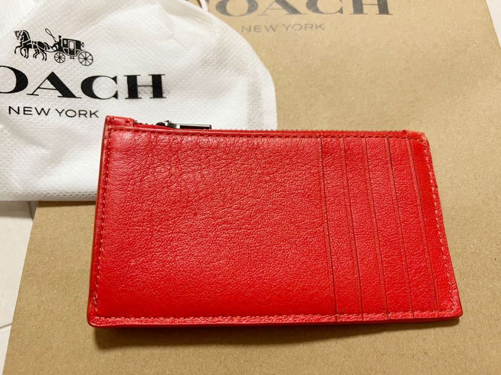 新品　COACH コーチ正規店 ジップ カード ケース オレンジ　カードケース コインケース 紙袋　保存袋付20211029_画像2