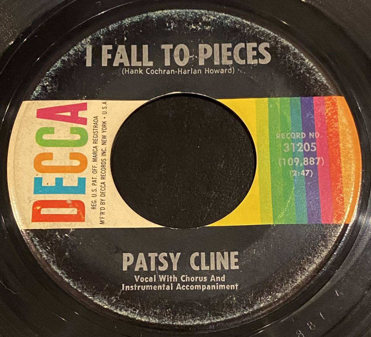 PATSY CLINE US Original 7inch I FALL TO PIECES_画像1