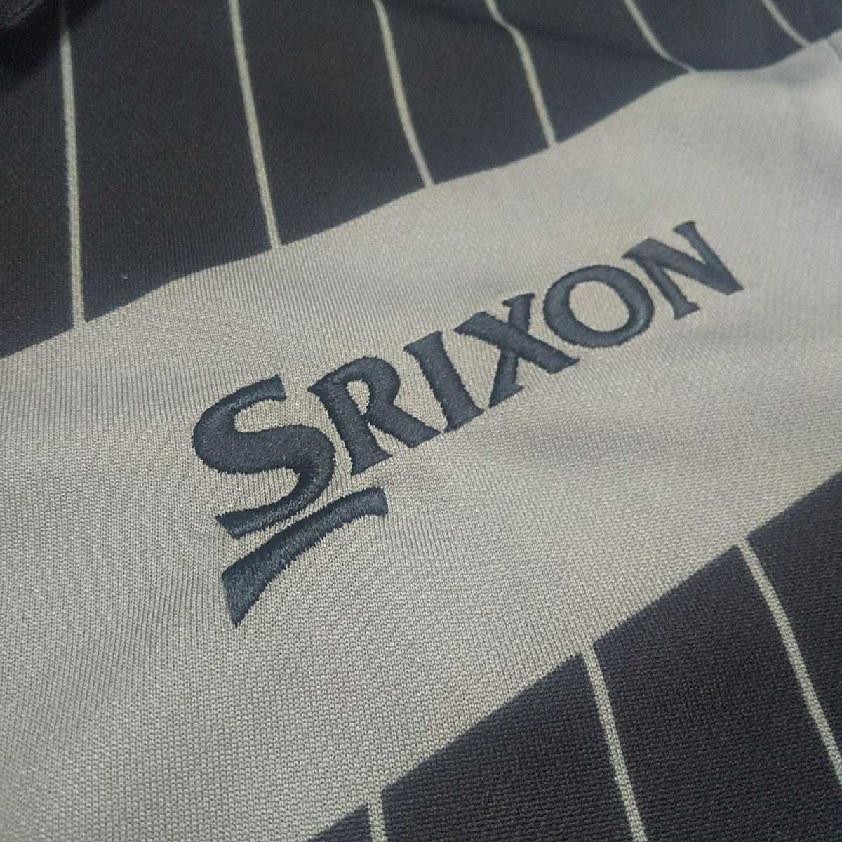 新品 定価10230 SRIXON マスターズモデル 半袖ポロシャツ M 黒 グレー サンスクリーン 遮熱 UVケア 速乾 涼しい スリクソン ストライプ_画像3
