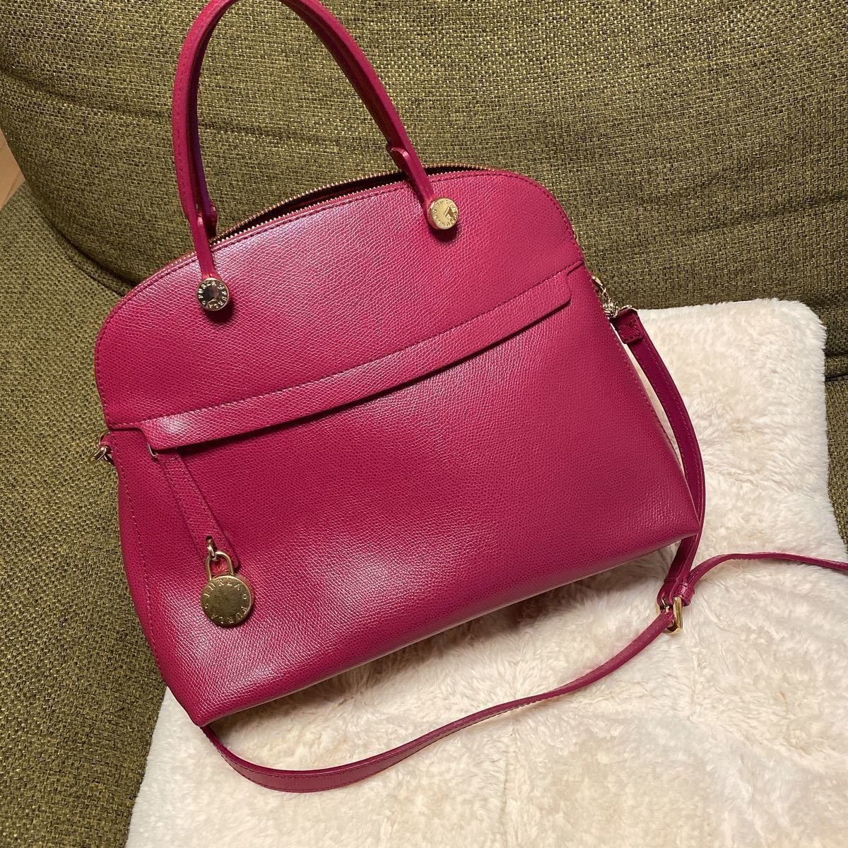 美品 FURLA フルラ パイパー ハンドバッグ 中サイズ