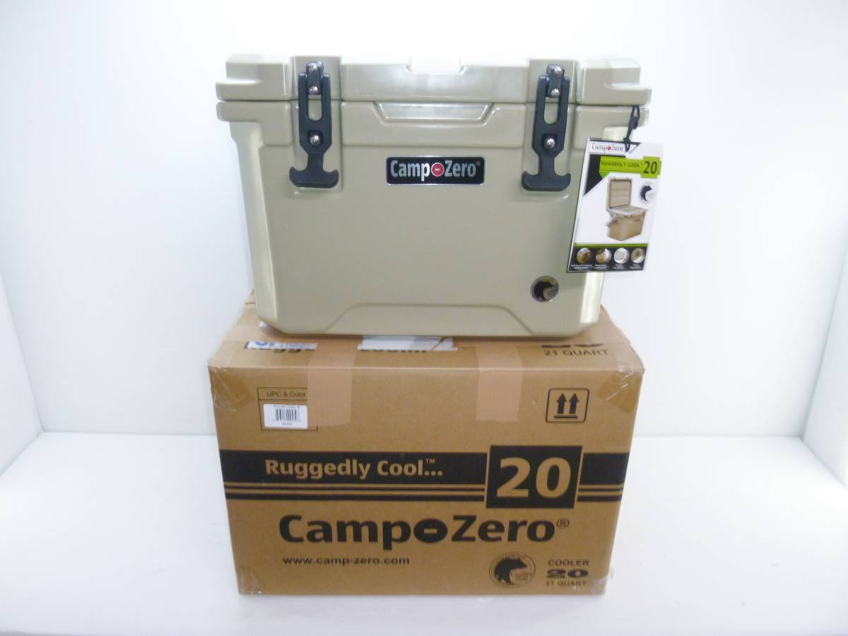 CN4237b 決算1円売り切りセール 美品 CAMP-ZERO/キャンプゼロ ロトモールドクーラーボックス RUGGEDLY COOL 20 CZ20L-B 20L ベージュ キャンプ、アウトドア用品 30L未満