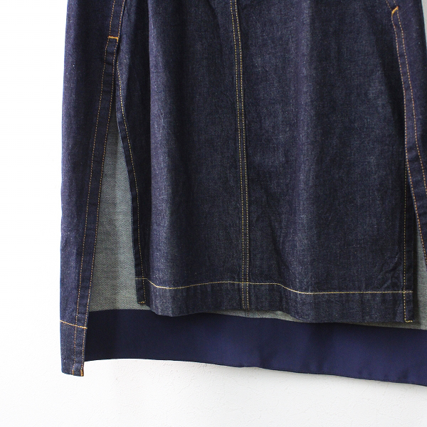 定価5.1万 2020SS sacai サカイ 20-04926 Denim Skirt デニムスカート 2/ネイビー インディゴ ドッキング スリット【2400012597921】