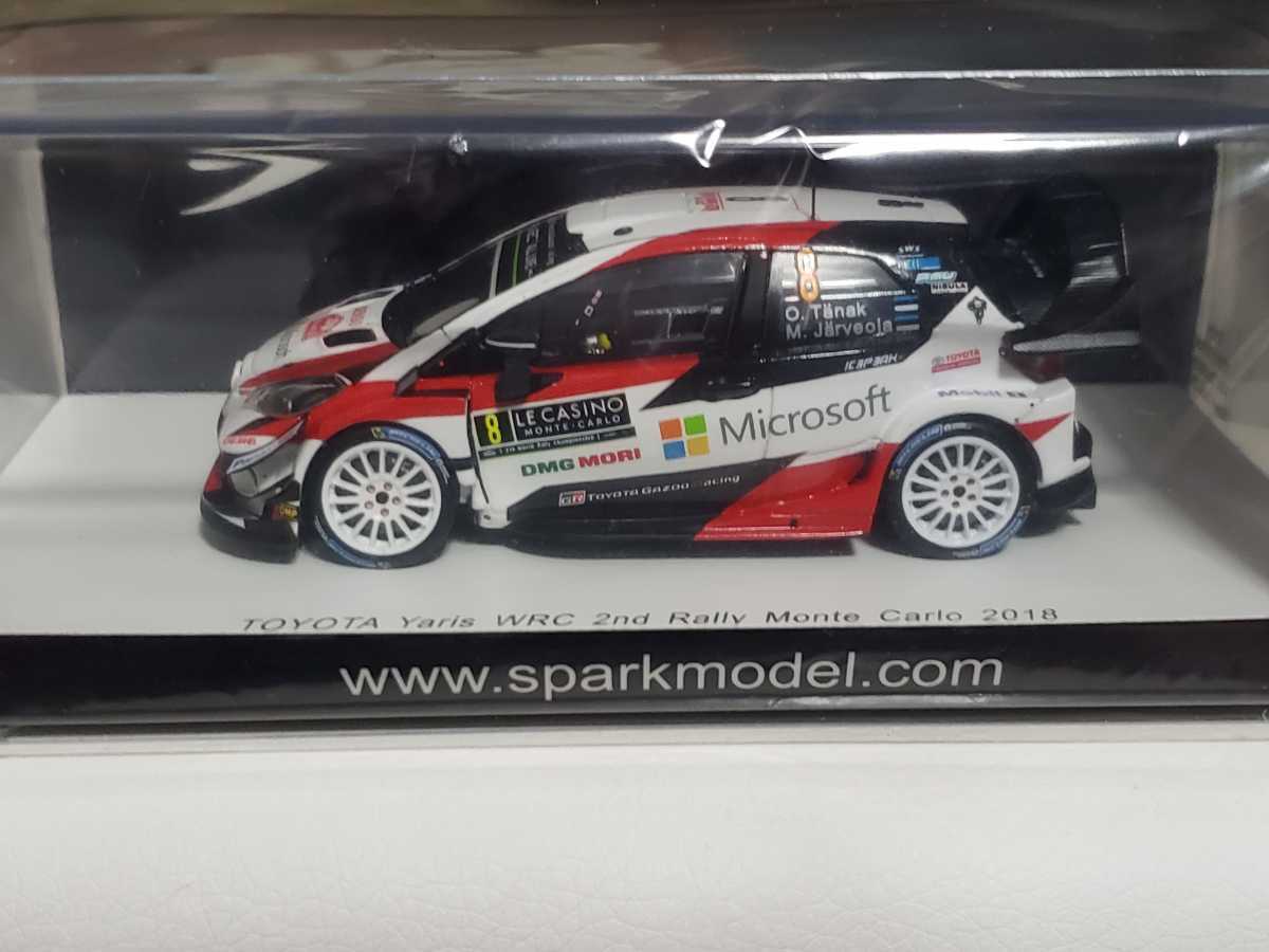 新品 スパーク Spark 1/43 Toyota Yaris WRC TOYOTA GAZOO Racing WRT No.8 2nd Rally Monte Carlo 2018　O. Tanak - M. Jarveoja ヤリス_画像1