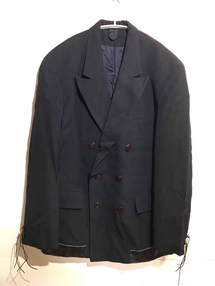 逆輸入 2-55 Yohji Yamamoto POUR HOMME ジャケット レザー 濃紺 ネイビー ダブル ヴィンテージ テーラードジャケット、ブレザー 逆輸入 2-55 Yohji Yamamoto POUR HOMME ジャケット レザー 濃紺 ネイビー ダブル ヴィンテージ テーラードジャケット、ブレザー