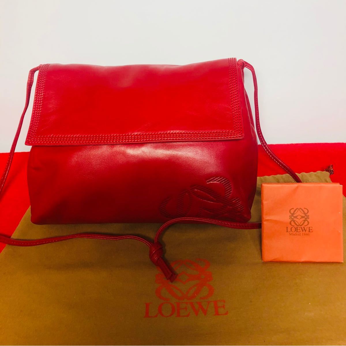 美品 】☆ロエベ Vintage アナグラム ナッパ レザー ショルダーバッグ