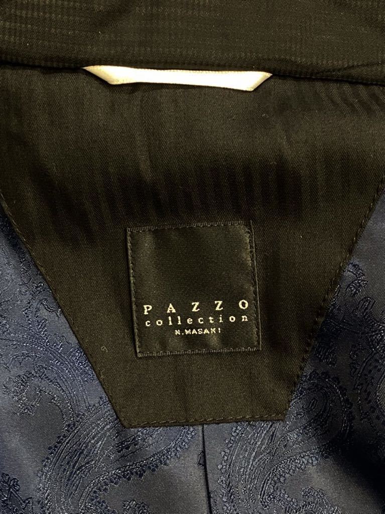 大人の魅力 PAZZO collection パッゾ ステンカラ―コート フード付き チェック ブラック Lサイズ メンズ 新規×_画像4