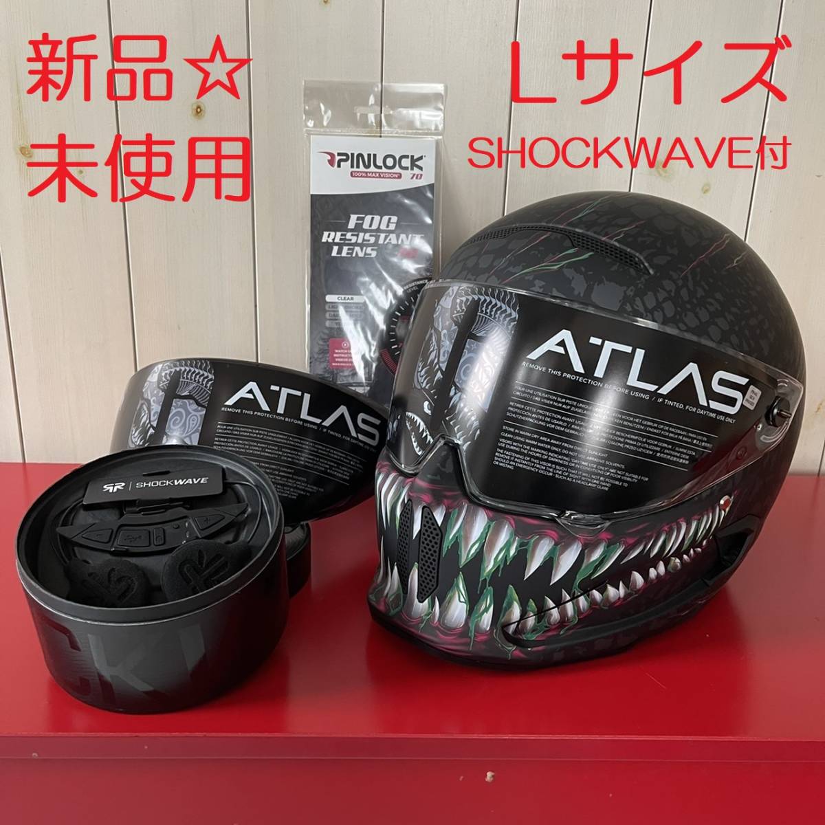 送料込み 新品・未使用 RUROC Atlas 3.0 Helmet Toxin ルーロック ヘルメット アトラス Pinlock ピンロック Lサイズ Shockwave ヴェノム