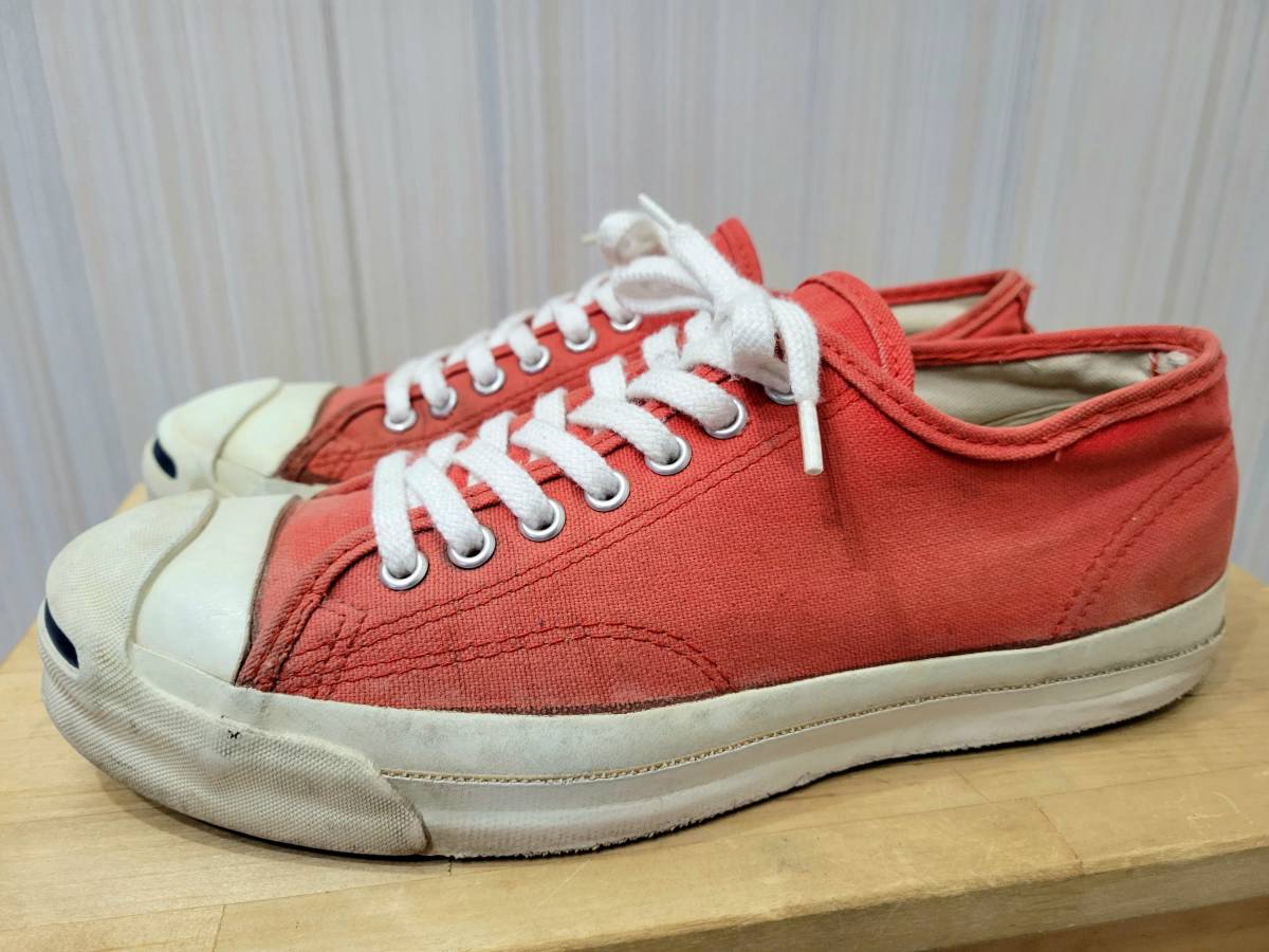 90s USA製 コンバース ジャックパーセル キャンバス 8ハーフ 27cm チリ オレンジ 白 90年代 アメリカ製 converse ビンテージ_画像1