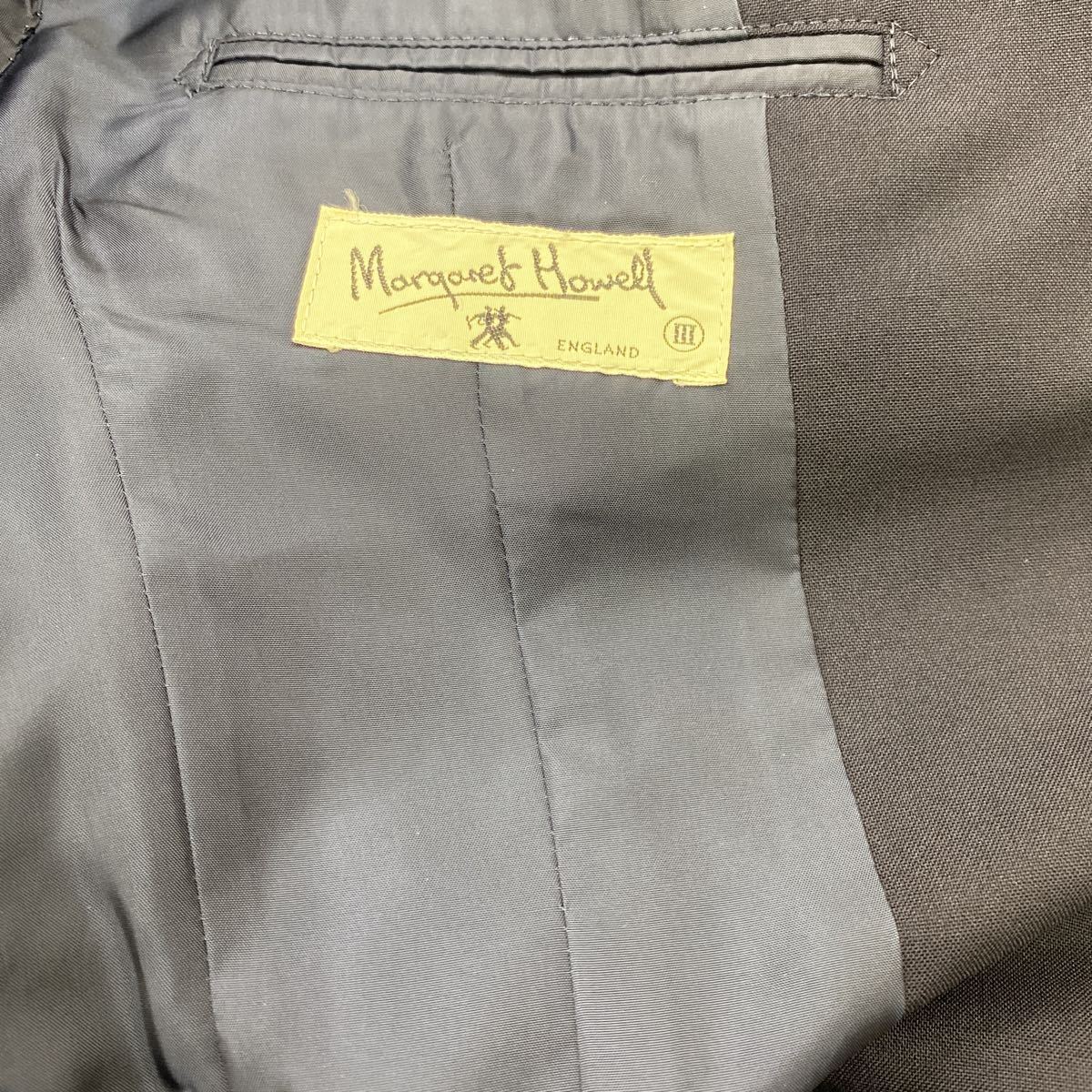 251☆ MARGARET HOWELL マーガレットハウエル スーツ スカート ベルト 日本製 Ⅲ レディース ネイビー_画像6