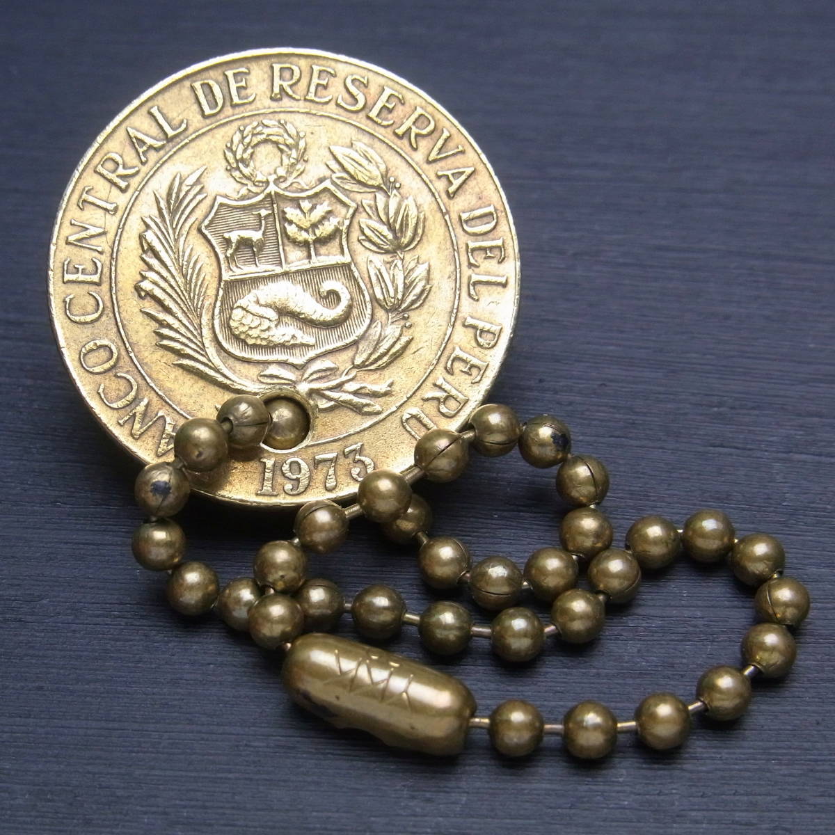 ペルー １ソル 黄銅貨 ビクーニャ（ラクダ科） キーホルダー Ⅱ_画像5