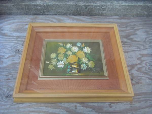 Qg468 autograph Sam SANDY flower picture frame antique old thing NICHIGAKU old . width some 39.8cm length some 33cm amount oil painting 