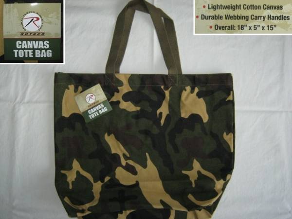 * new goods ROTHCO Rothco CANVAS TOTE BAG 2422 tote bag thin canvas cloth approximately width 46cm length 38cm bottom inset width 13cm camouflage pattern camouflage military *