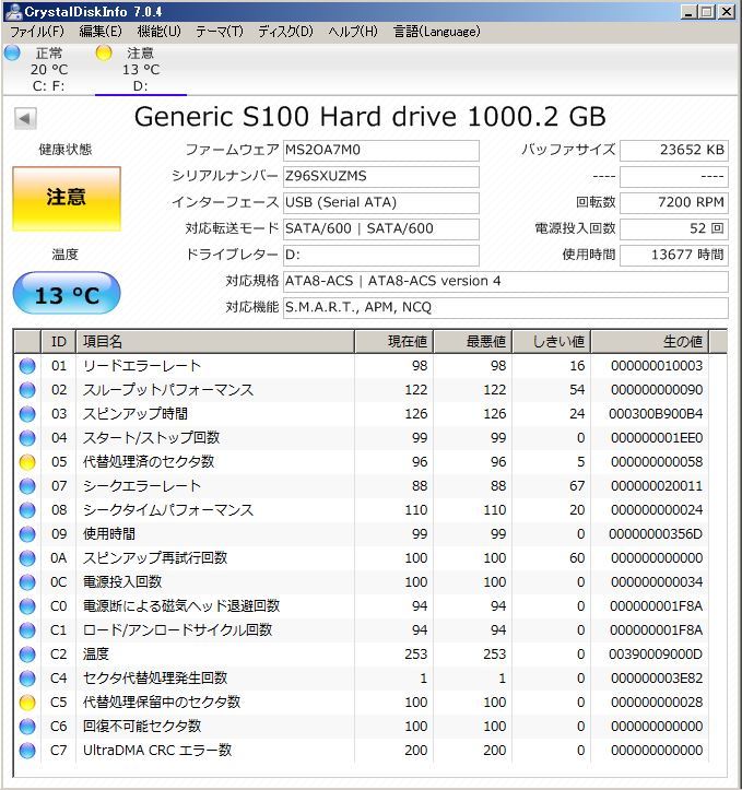 N576◇◆ジャンク Generic S100 Hard drive 1TB 3.5 HDD_画像1