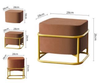 【1～4】正方形の布スツールリビングルームの家具ソフトオットマンホームベンチソファティーテーブル椅子スツール_4