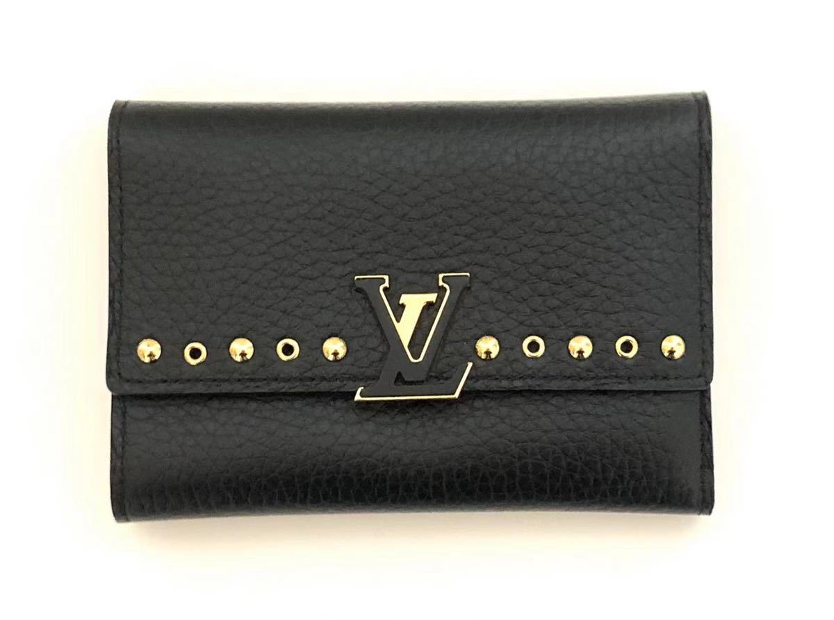 LOUIS VUITTON 新品☆正規品 ルイヴィトン カプシーヌ コンパクト 折財布 黒 ブラック ノワール スタッズ M62765 限定品