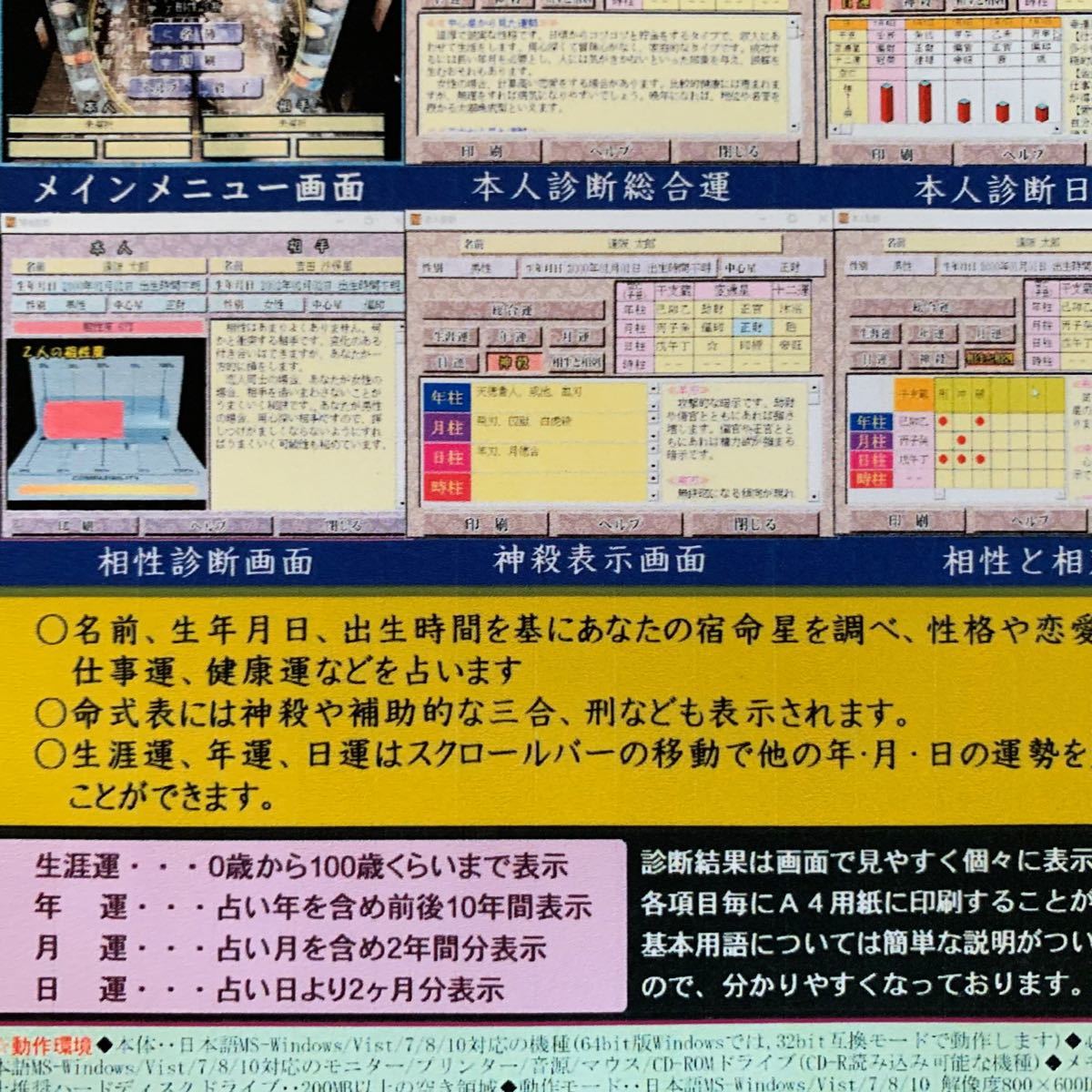 パソコンソフト 四柱推命占い Win8/10/11対応 USB版 32GB