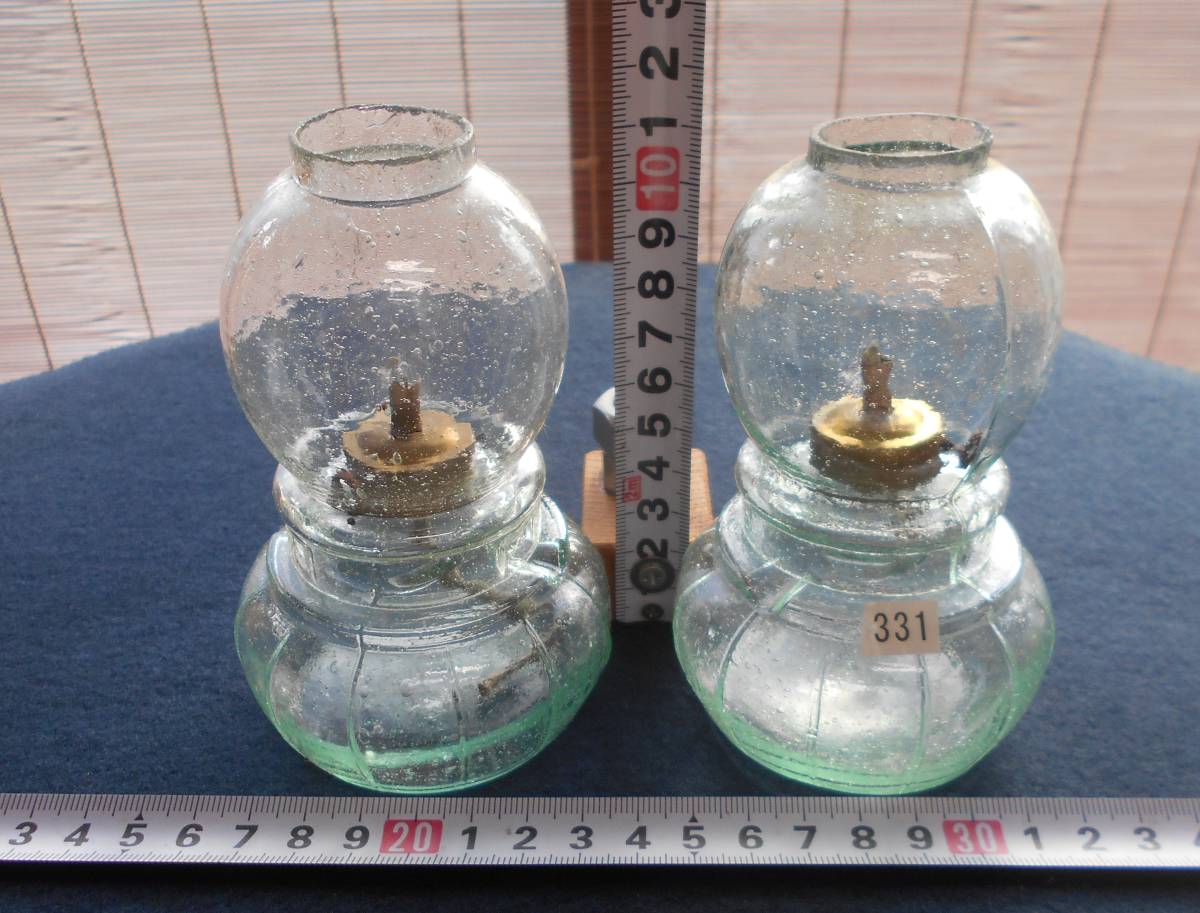 331□ 気泡 ガラス 12cm 豆ランプ 2個セット 広島□ détails d