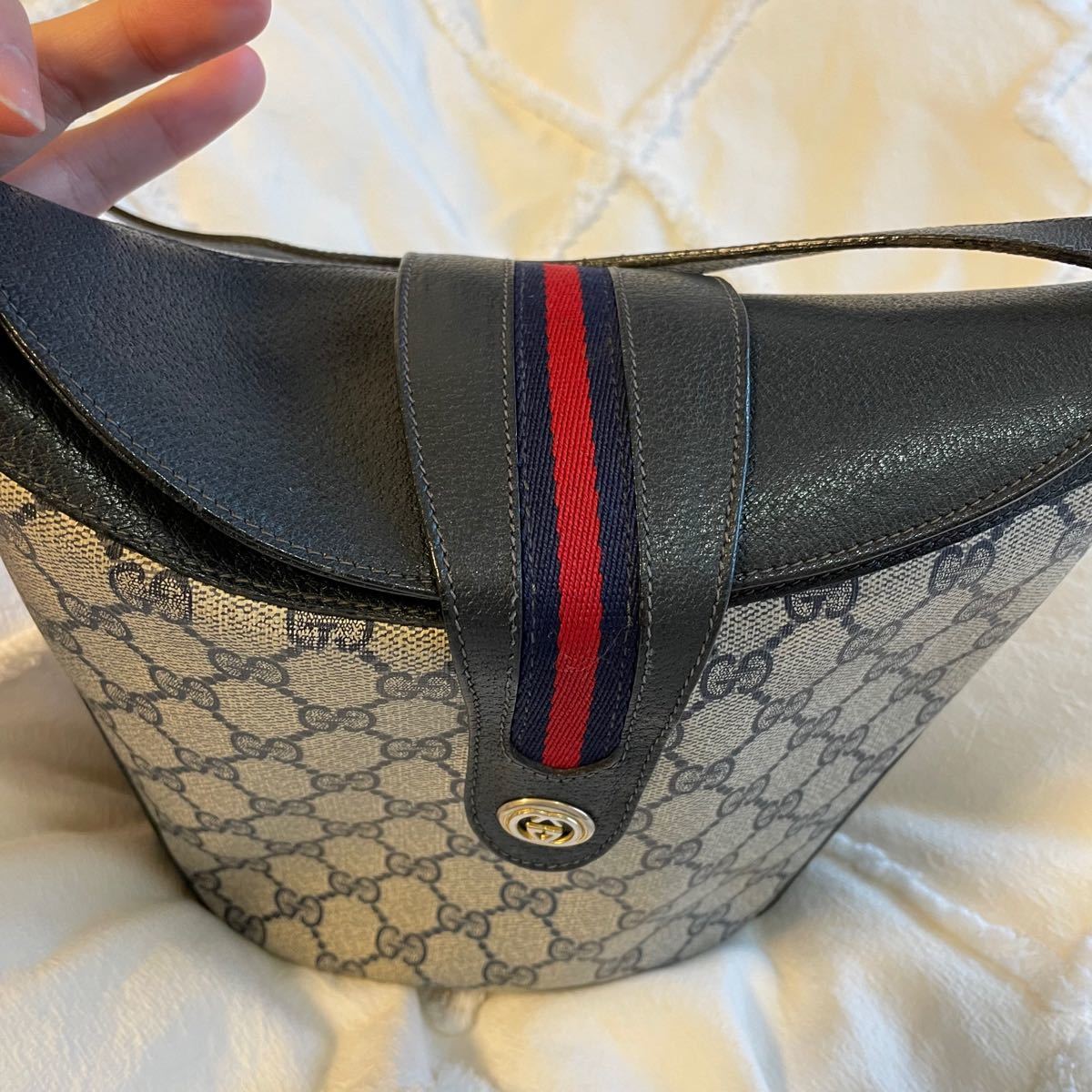 ★美品★GUCCI オールドグッチ ショルダーバッグ　シェリーライン　GG柄　バケツ型