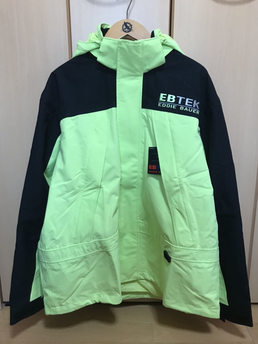 未使用 自宅保管品 Eddie Bauer エディーバウアー メンズ EB TEK 防水 マウンテンパーカー XL 日本サイズ XXLサイズ相当 蛍光色 黄緑_画像1