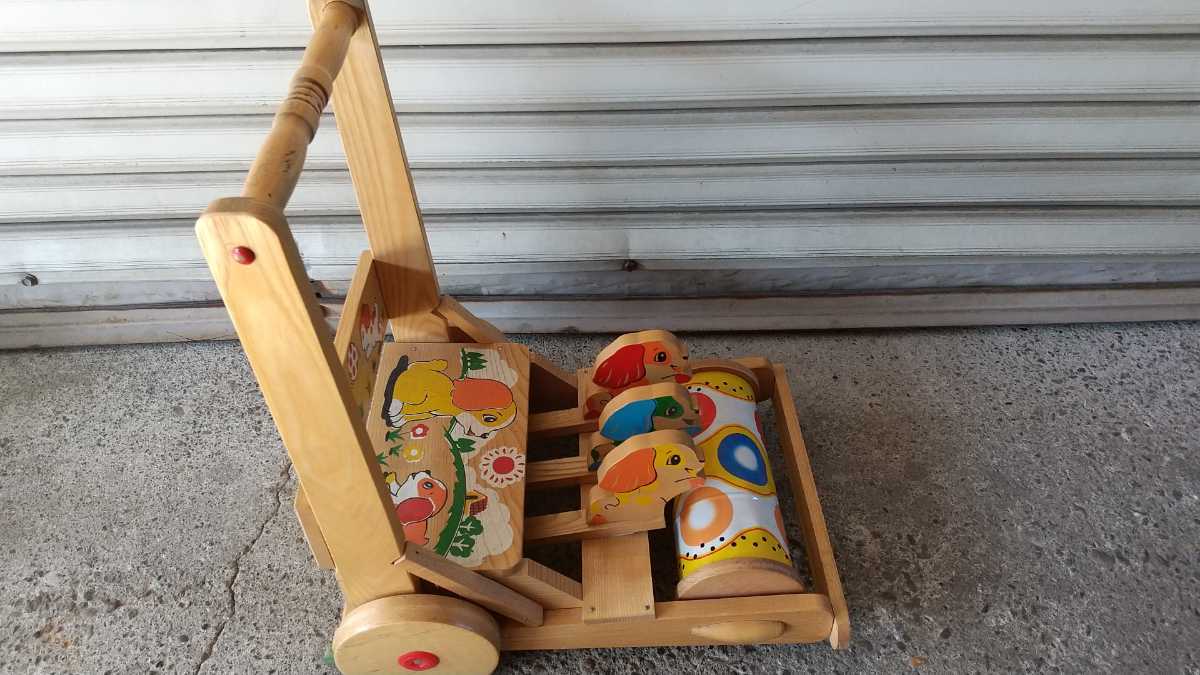 昭和レトロ 手押し車 木製 カタカタ 押し車 マザーガーデン ベビー用品 玩具 アンティーク 