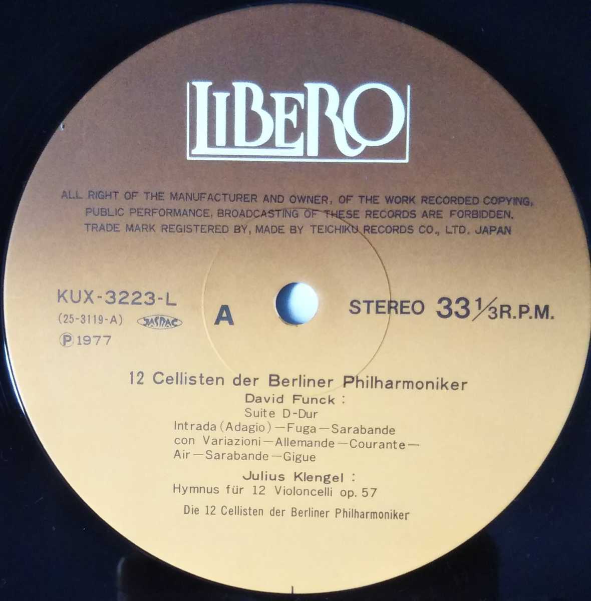 ベルリンフィルの12名のチェロ奏者たち 国内盤 フック クレンゲル ブラッヒャー フランセ 12 CELLISTS OF BERLIN PHILHARMONIKAER 1975 LPの画像5