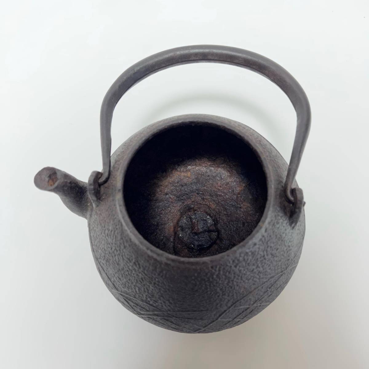 龍文堂 造 鉄瓶 銅製蓋 時代鉄瓶 時代物 煎茶道具