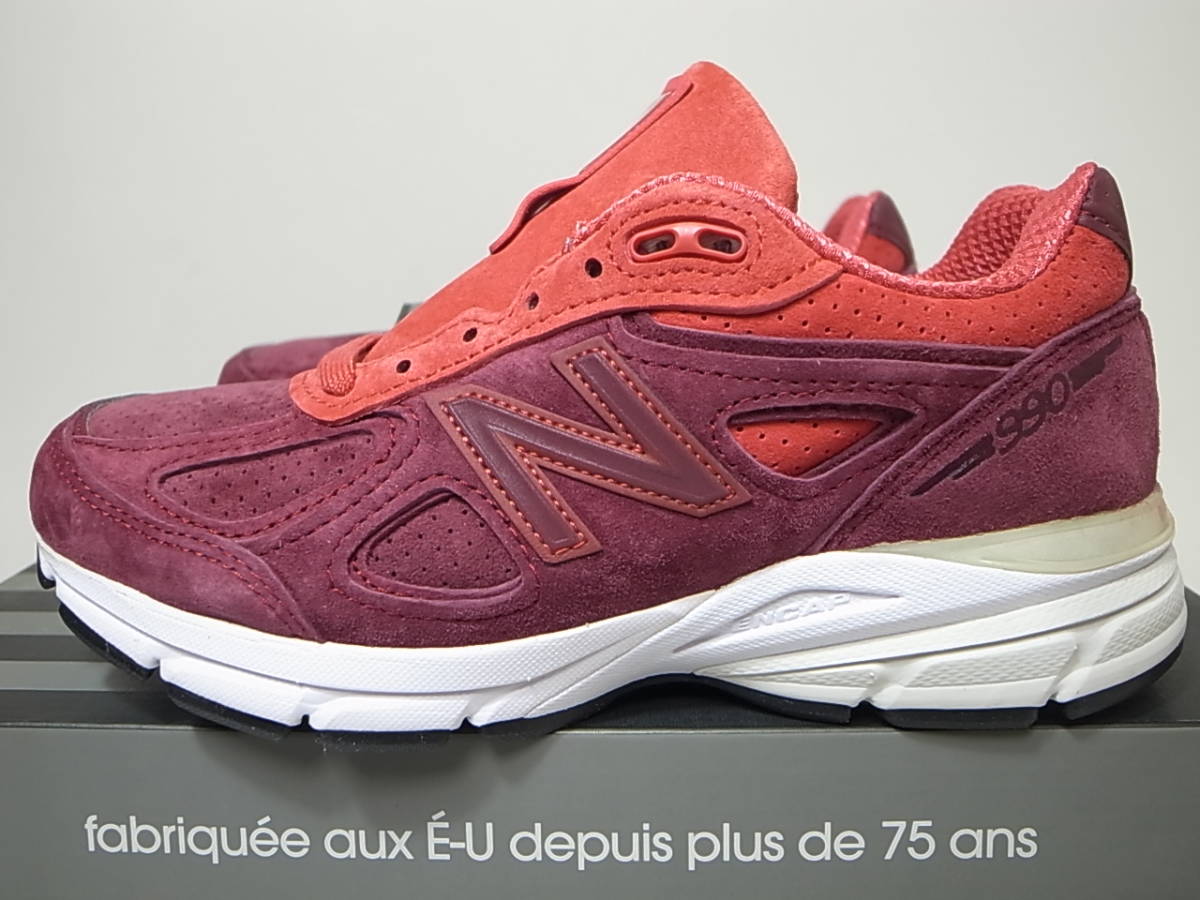 【送料無料 即決】NEW BALANCE USA製 W990VT4 22.5cm US5.5新品オールスウェードレザー990v4バーガンディーSUEDEアメリカ米国製MADE IN USA