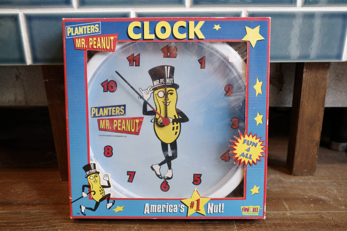 デッドストック　Mr Peanuts　ミスターピーナッツ　時計　壁掛け　世田谷ベース　インテリア　ビンテージ　アドキャラ　企業物 キャラクター