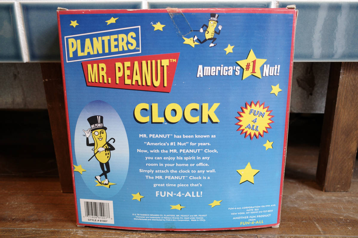  неиспользуемый товар Mr Peanuts Mr. Peanuts часы орнамент Setagaya основа интерьер Vintage Ad Cara предприятие предмет 