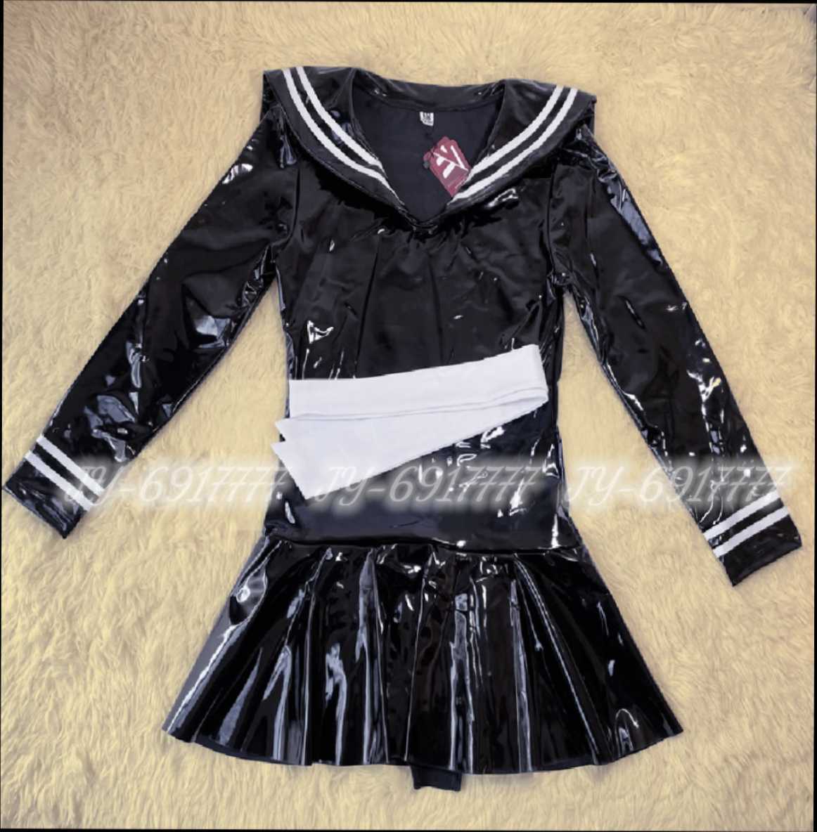 Yahoo!オークション - 【Lサイズ/黒】光沢PVCレザー セーラー服 Yahoo!オークション - 【Lサイズ/黒】光沢PVCレザー セーラー服
