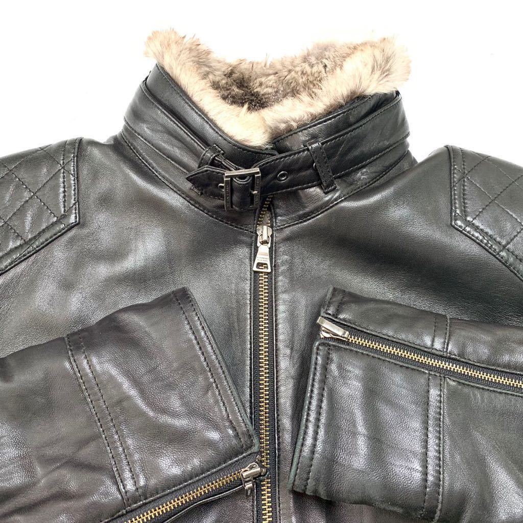 即決☆BURBERRY BKACK LABEL☆廃盤 L シングルライダースジャケット