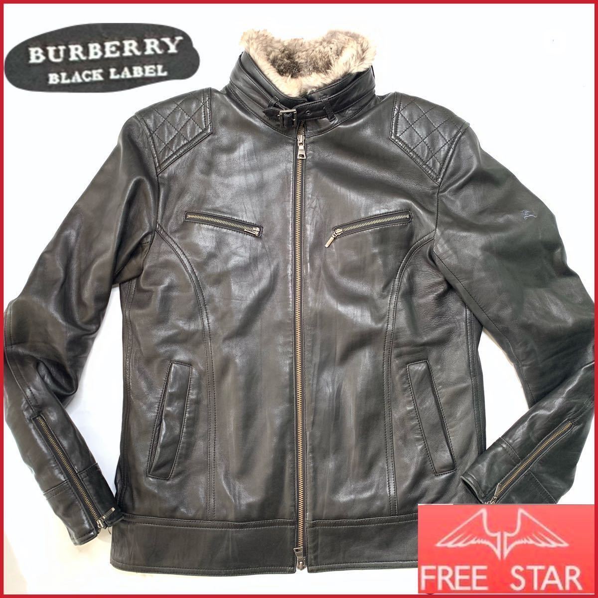 即決☆BURBERRY BKACK LABEL☆廃盤 L シングルライダースジャケット