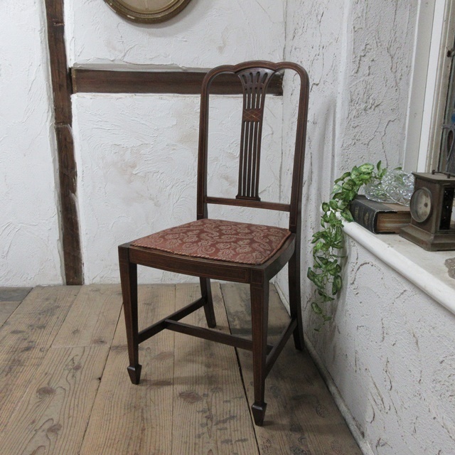 イギリス アンティーク 家具 ダイニングチェア インレイドチェア 象嵌 椅子 イス 木製 マホガニー 英国 DININGCHAIR 4447d