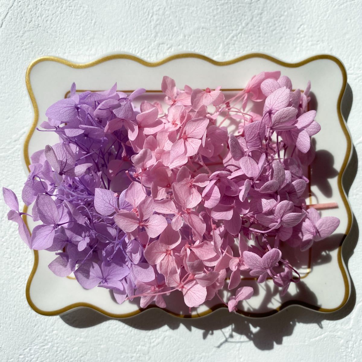 アナベル紫陽花のプリザーブドフラワー　パープルピンク　ライラック　ドライフラワー
