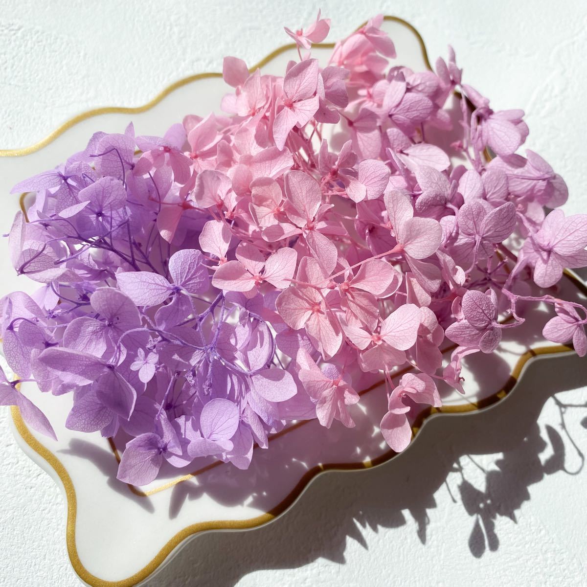 アナベル紫陽花のプリザーブドフラワー　パープルピンク　ライラック　ドライフラワー