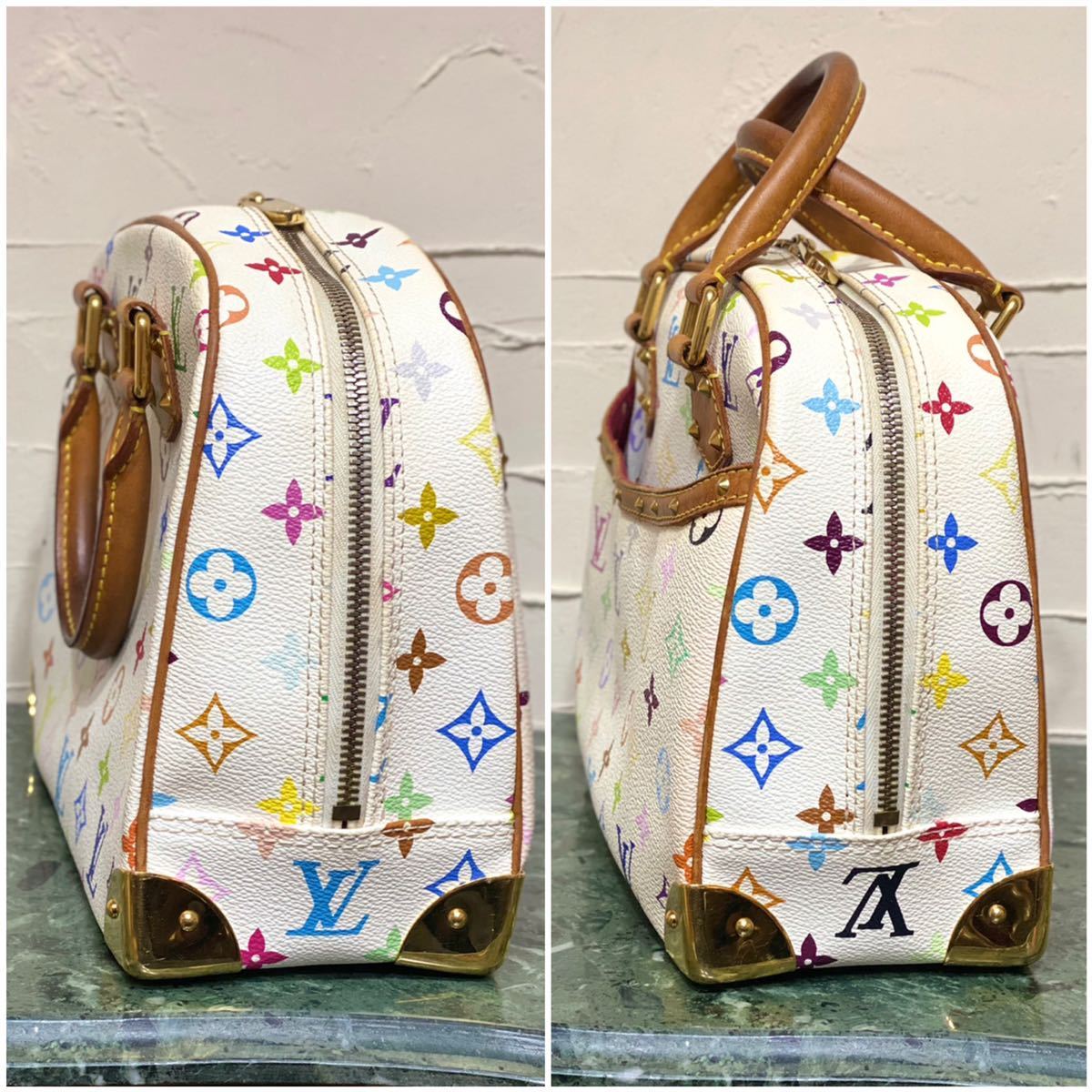 希少 Louis Vuitton モノグラムライン マルチカラー トゥルーヴィル ドーヴィル ハンドバッグ ヴィンテージバッグ レア 廃盤_画像3