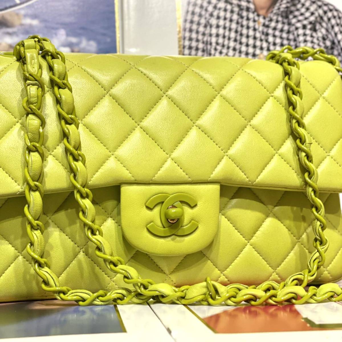 本物◇ 送料無料 CHANEL シャネル ショルダーバッグ エナメル チェーン