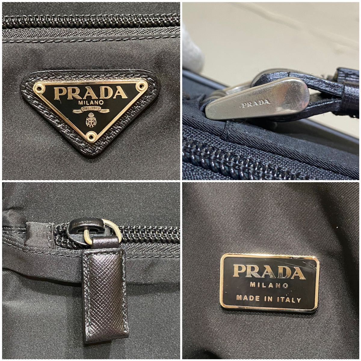  beautiful goods PRADA business bag nylon ×safia-no leather handbag shoulder bag black black triangle Logo plate tessuto diagonal ..