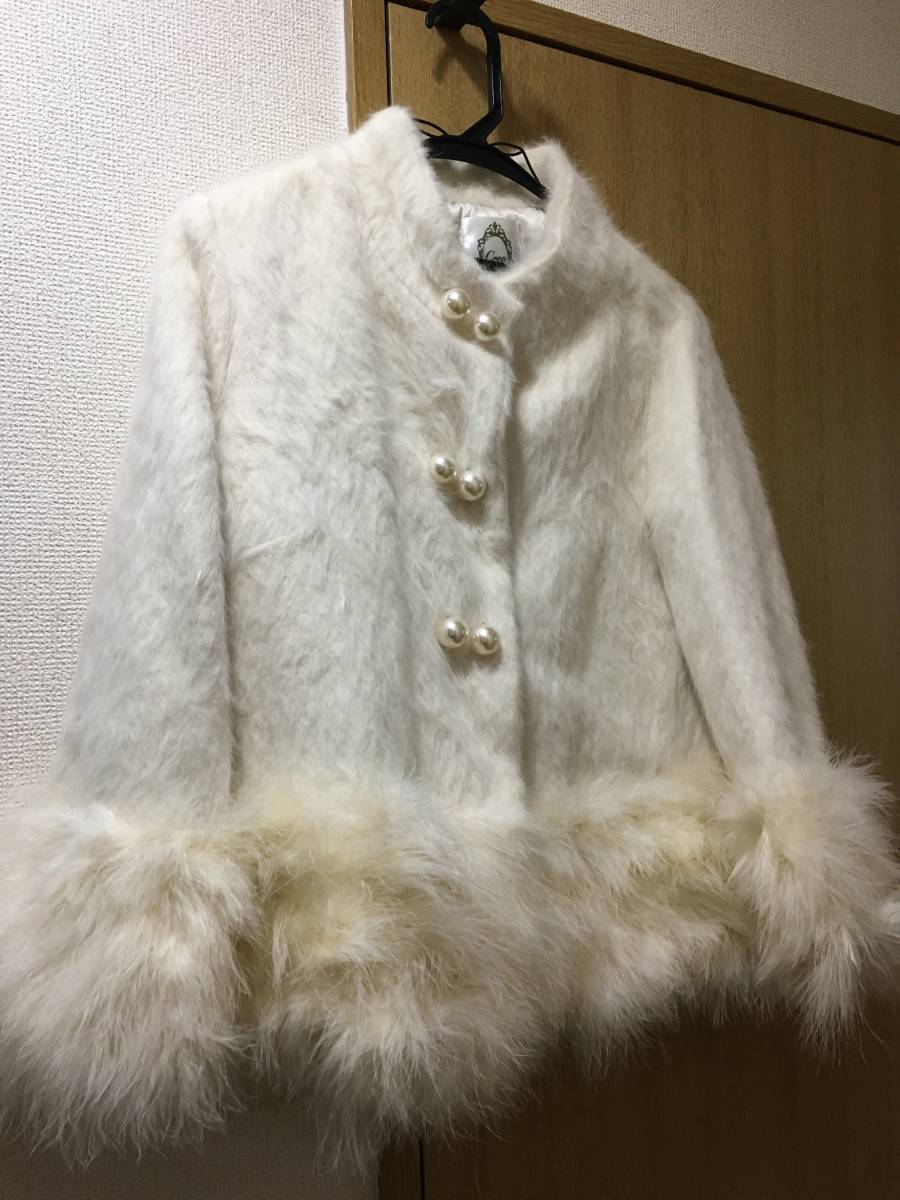 sinti Ben ti old CREA Crea raccoon fur pearl attaching coat white white 