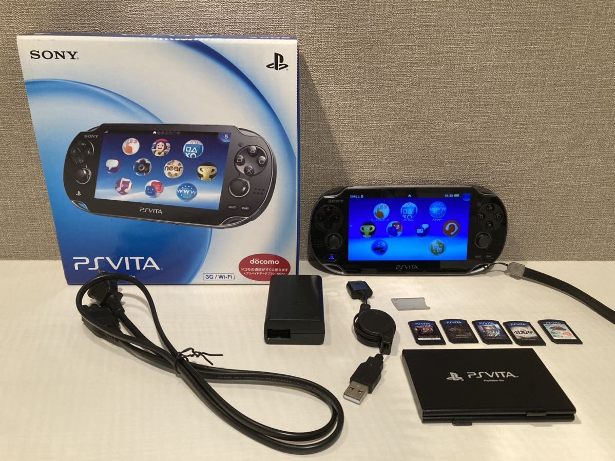 PS Vita PCH-1100黒　ソフト5本付きWi-Fiモデル PlayStation Vita