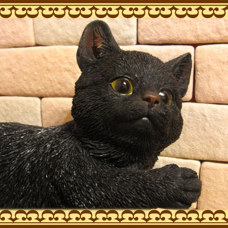 リアルな子猫の置物 ごろごろベビーキャット ブラック お部屋のインテリアにも 黒猫オブジェ クロネコフィギュア ねこオーナメント の画像7