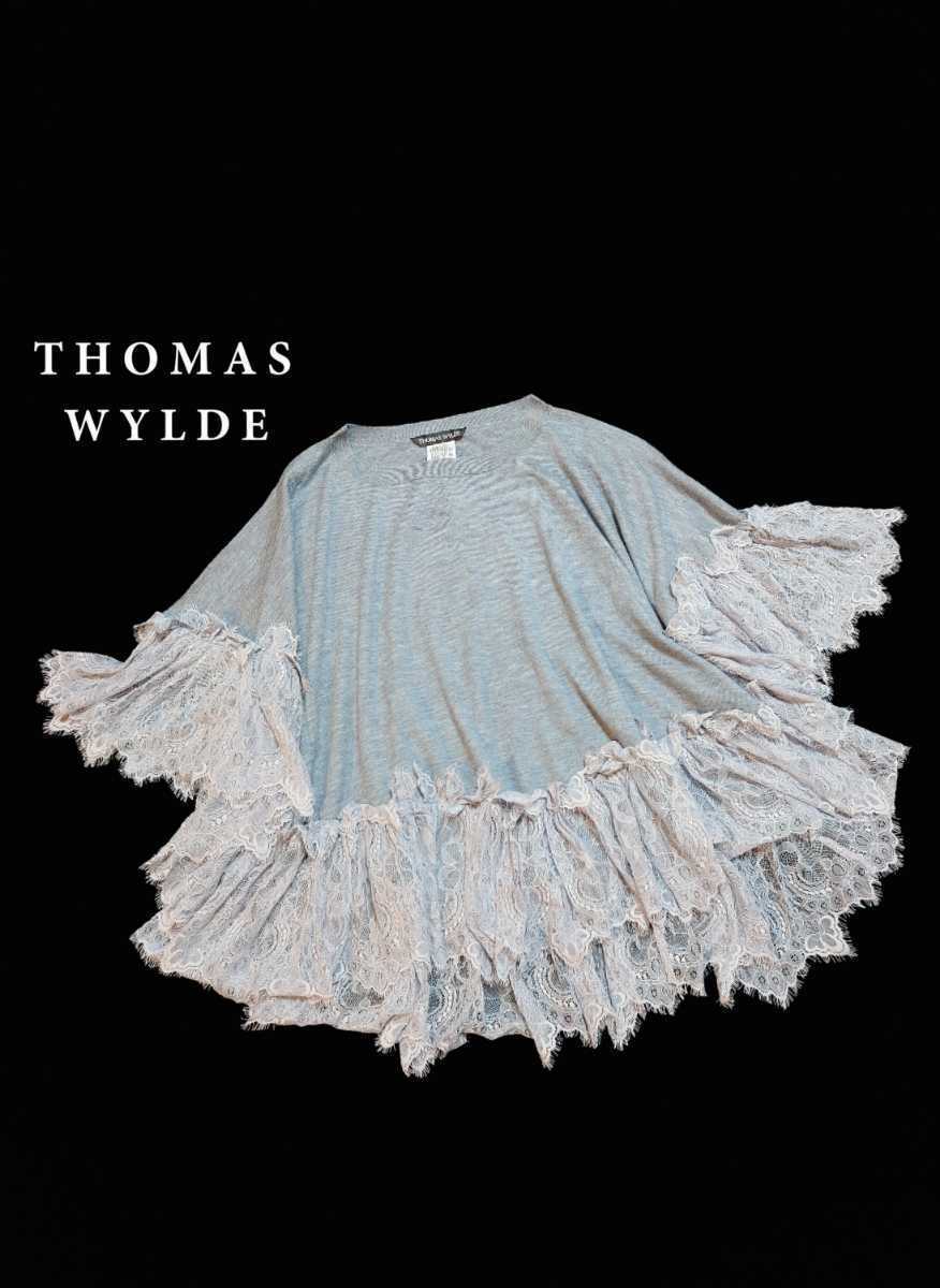 未使用【トーマスワイルド】カシミア100% レース トリム ニット トップス(S)定価25万円☆Thomas Wylde タグ付き