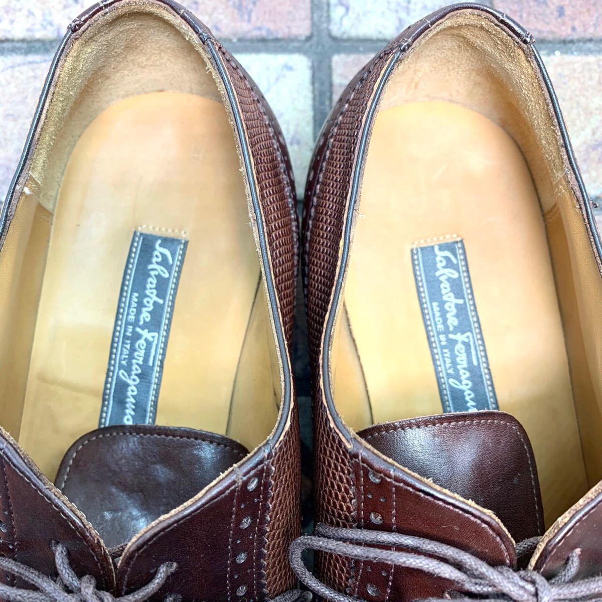【最高級ライン】Salvatore Ferragamo サルヴァトーレフェラガモ　トラメッザ　革靴　ビジネスシューズ　レザー　ダークブラウン　メンズ