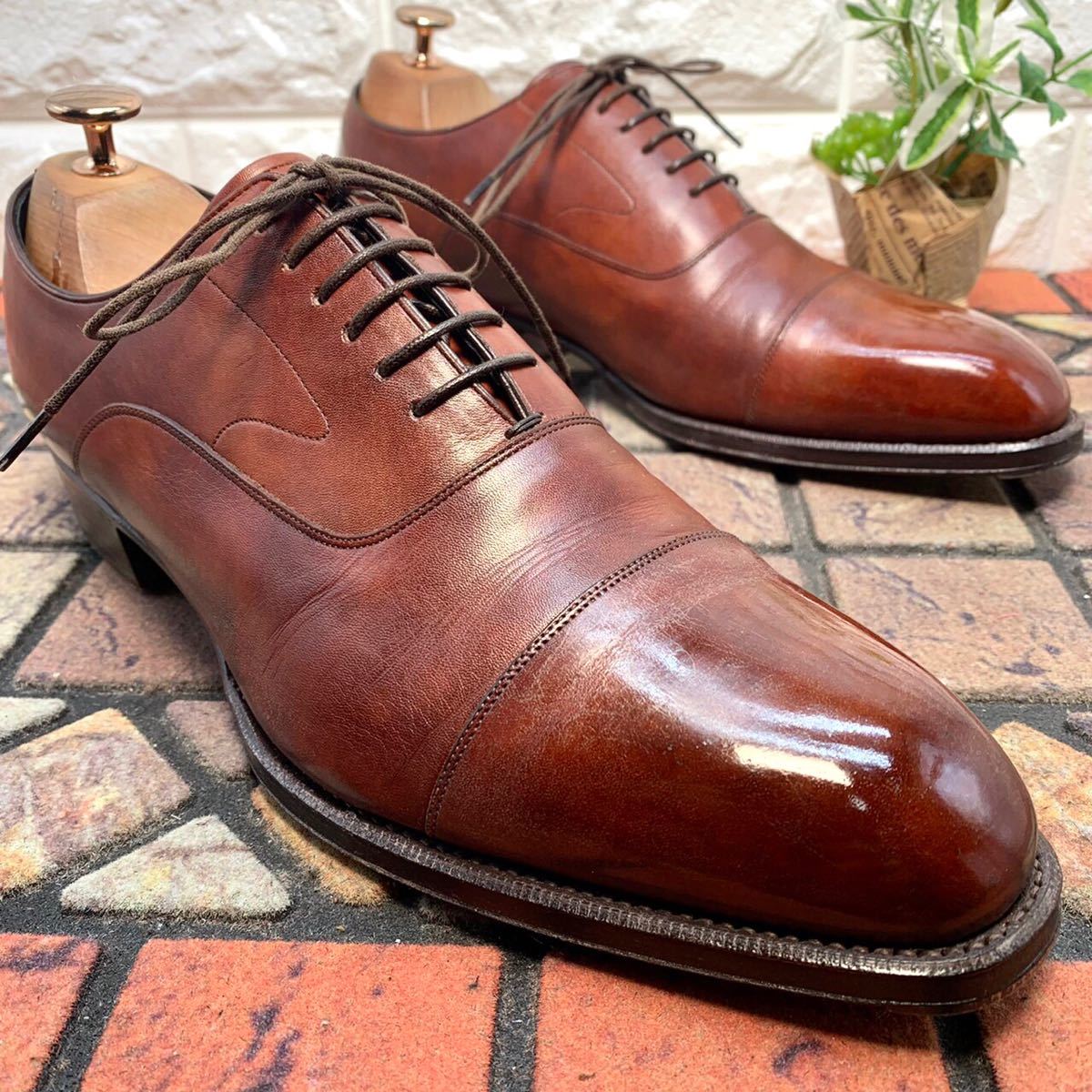 SHETLANDFOX シェットランドフォックス　ビジネスシューズ　革靴　ストレートチップ　ブライトン　レザー　ブラウン　6 1/2 24.5cm メンズ
